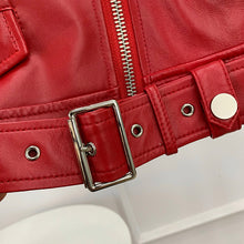 Load image into Gallery viewer, Women Genuine Leather Jackets Fashion Belt Motorcycle Jackets Biker Leather Coat For Lady 2022 Sheepskin FG4046