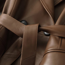 Load image into Gallery viewer, Women 2022 New Leather Trench Coats Lady Fashion Streetwear Genuine Leather Jacket Long Full Sleeve Female Clothing CL4872
