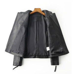 Spring Autumn Trend Style Genuine Leather Jackets For Women Full Sleeve Black Leather Coat Zipper Fashion Biker Jacket AEL4066