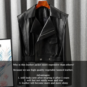 New Arrivals Genuine Leather Jackets 2022 Sheepskin Bomber Jackets Lady Short Jacket Black White Motorcycle CL4154