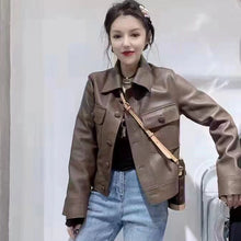 Load image into Gallery viewer, 2022 New Leather Jacket For Women Spring Autumn Lady Bomber Jackets Motorcycle 100% Real Sheepskin Coats FG4032