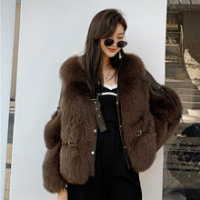 Load image into Gallery viewer, Winter Luxury Women Fox Fur Coats Genuine Sheepskin Leather Jackets