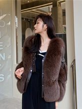 Load image into Gallery viewer, Winter Luxury Women Fox Fur Coats Genuine Sheepskin Leather Jackets