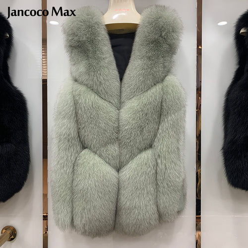 Women Winter Real Fur Gilets Luxury Fox Fur Vests Thick Warm Waistcoats