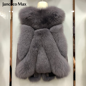 Women Sleeveless Winter Real Fox Fur Gilets Sheepskin Luxury Fur Vest