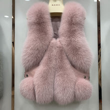 Load image into Gallery viewer, Women Waistcoat Real Fox Fur Gilets Thick Warm Fluffy Fur Sleeveless Coats