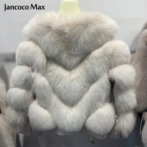 Women Winter Warm Real Fox Fur Coats Sheepskin Leather Jackets
