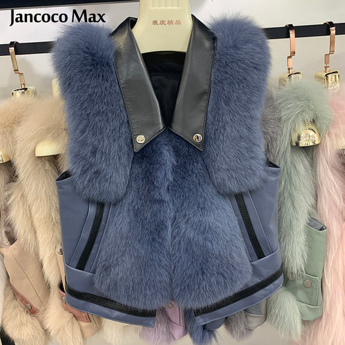 Winter Women Genuine Leather Fur Gilets Luxury Fluffy Real Fox Fur Vests