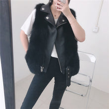Load image into Gallery viewer, Winter Women Fluffy Fur Gilets Genuine Sheepskin Leather Real Fox Fur Vest