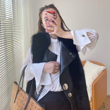 Load image into Gallery viewer, Winter Women&#39;s Genuine Sheepskin Leather Jackets Fur Vests Real Fox Fur Gilet