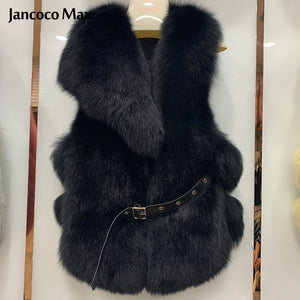Women's Real Fox Fur Vest Winter Fashion Fur Gilet Warm Waistcoat