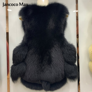Women's Real Fox Fur Vest Winter Fashion Fur Gilet Warm Waistcoat