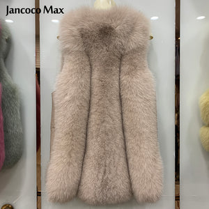 Winter Women Luxury Fluffy Long Vest Fashion Real Fox Fur Gilets