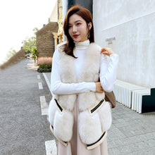 Load image into Gallery viewer, Women Winter Warm Fashion Real Fox Fur Gilets Fluffy Vest Waistcoat
