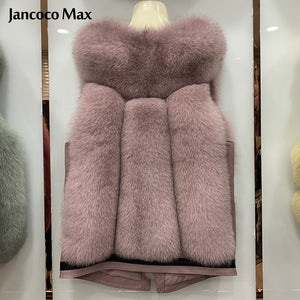 Women Fluffy Real Fox Fur Gilets Luxury Winter Warm Fashion Vest