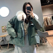 Load image into Gallery viewer, Women Luxury Rex Rabbit Fur Lining Parka Winter Real Fox Fur Coats