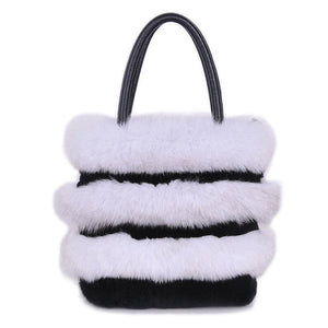 2022 New Women's Fashion Fox Fur Handbag Fluffy Messenger Bag Ladies Winter Shoulder Bag Large Capacity Tote 8813