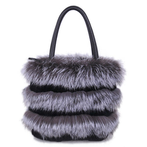 2022 New Women's Fashion Fox Fur Handbag Fluffy Messenger Bag Ladies Winter Shoulder Bag Large Capacity Tote 8813