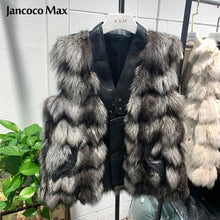 Load image into Gallery viewer, Women&#39;s Real Fox Fur Vest Genuine Sheepskin Leather Gilet Winter Waistcoat