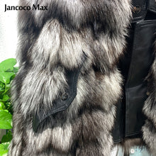 Load image into Gallery viewer, Women&#39;s Real Fox Fur Vest Genuine Sheepskin Leather Gilet Winter Waistcoat