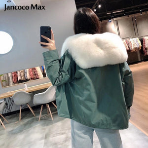 Women Luxury Rex Rabbit Fur Lining Parka Winter Real Fox Fur Coats