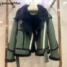 Load image into Gallery viewer, Women Real Lamb Fur Jackets Genuine Sheepskin Leather Coats Double Face