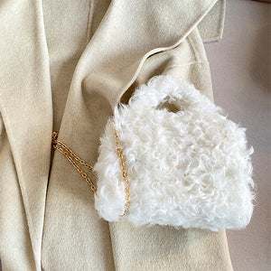 2022 New Styles Women Handbag Real Lamb Fur Fashion Cross Bags Wool 4 Colors Hand Bag Chain 4714