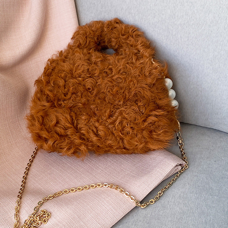 2022 New Styles Women Handbag Real Lamb Fur Fashion Cross Bags Wool 4 Colors Hand Bag Chain 4714