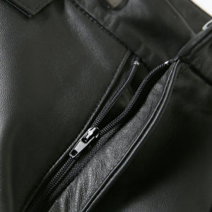 Women Cropped Leather Pants Loose Pencil Pants Solid Sheepskin Harem Pants 2022 New SY3987