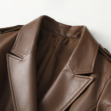 Load image into Gallery viewer, Women 2022 New Leather Trench Coats Lady Fashion Streetwear Genuine Leather Jacket Long Full Sleeve Female Clothing CL4872