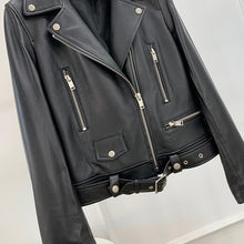 Load image into Gallery viewer, Women Genuine Leather Jackets Fashion Belt Motorcycle Jackets Biker Leather Coat For Lady 2022 Sheepskin FG4046