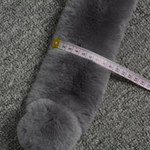 Load image into Gallery viewer, Winter Real Rex Rabbit Fur Scarf Women Grey Ball Magnetic Muffler