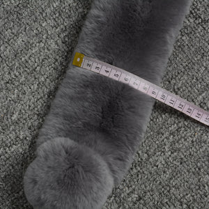 Winter Real Rex Rabbit Fur Scarf Women Grey Ball Magnetic Muffler
