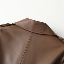 Load image into Gallery viewer, Women 2022 New Leather Trench Coats Lady Fashion Streetwear Genuine Leather Jacket Long Full Sleeve Female Clothing CL4872