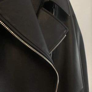 2022 New Style Genuine Sheepskin Leather Jacket Luxury Real Leather Coat Oversize With Belt CL4871