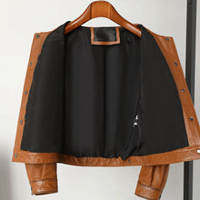 Load image into Gallery viewer, Lady Fashion Black Vegetable Tanned Leather Jackets Women Sheep Coat Vintage Motorcycle Jacket Spring Autumn Streetwear CL4019