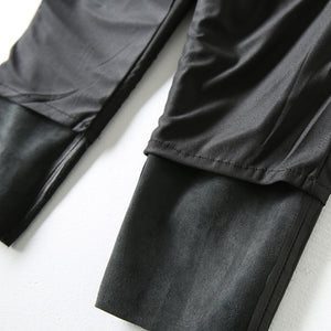 Women Cropped Leather Pants Loose Pencil Pants Solid Sheepskin Harem Pants 2022 New SY3987