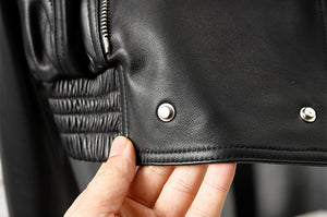 New Arrivals Genuine Leather Jackets 2022 Sheepskin Bomber Jackets Lady Short Jacket Black White Motorcycle CL4154