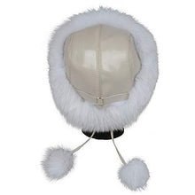 Load image into Gallery viewer, Winter Women Real Fox Fur Trapper Hat Russian Caps with Pompom Natural White