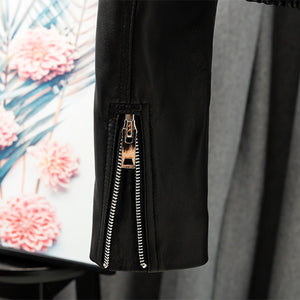 New Arrivals Genuine Leather Jackets 2022 Sheepskin Bomber Jackets Lady Short Jacket Black White Motorcycle CL4154