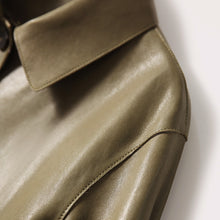 Load image into Gallery viewer, Lady Oversize Leather Jackets Fashion Green Color Sheepskin Leather Coats Women Retro Clothes New Arrivals ZM4048