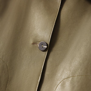 Lady Oversize Leather Jackets Fashion Green Color Sheepskin Leather Coats Women Retro Clothes New Arrivals ZM4048