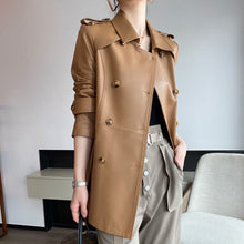 Load image into Gallery viewer, Genuine Sheepskin Leather Jacket Women Autumn Winter Trench Coat Mide Length Streetwear Leather Coat CL4873