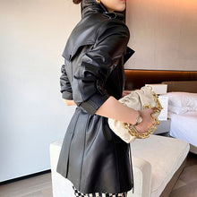 Load image into Gallery viewer, Genuine Sheepskin Leather Jacket Women Autumn Winter Trench Coat Mide Length Streetwear Leather Coat CL4873