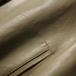 Lady Oversize Leather Jackets Fashion Green Color Sheepskin Leather Coats Women Retro Clothes New Arrivals ZM4048