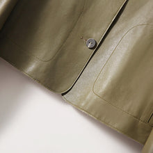 Load image into Gallery viewer, Lady Oversize Leather Jackets Fashion Green Color Sheepskin Leather Coats Women Retro Clothes New Arrivals ZM4048