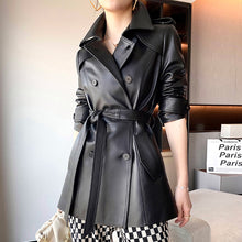 Load image into Gallery viewer, Genuine Sheepskin Leather Jacket Women Autumn Winter Trench Coat Mide Length Streetwear Leather Coat CL4873