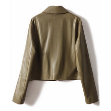 Load image into Gallery viewer, Lady Oversize Leather Jackets Fashion Green Color Sheepskin Leather Coats Women Retro Clothes New Arrivals ZM4048