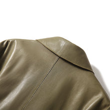Load image into Gallery viewer, Lady Oversize Leather Jackets Fashion Green Color Sheepskin Leather Coats Women Retro Clothes New Arrivals ZM4048