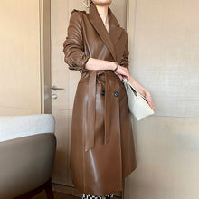 Load image into Gallery viewer, Women 2022 New Leather Trench Coats Lady Fashion Streetwear Genuine Leather Jacket Long Full Sleeve Female Clothing CL4872